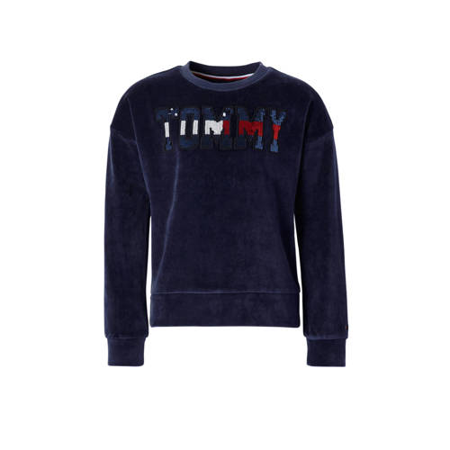 Tommy Hilfiger Fluwelen Sweater Met Pailletten Donkerblauw tommy hilfiger kopen in de aanbieding Tommy Hilfiger Fluwelen Sweater Met Pailletten Donkerblauw tommy hilfiger kopen in de aanbieding