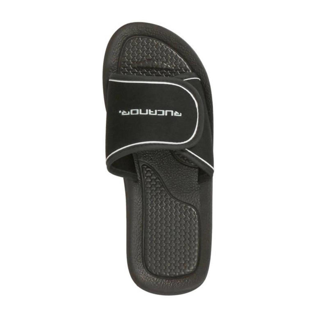 Zwarte heren Rucanor Santander badslippers van textiel/eva met klittenband
