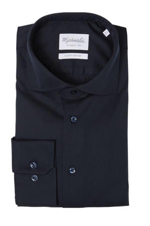 slim fit strijkvrij overhemd donkerblauw