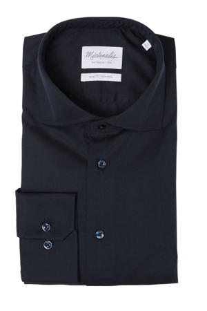 slim fit strijkvrij overhemd donkerblauw