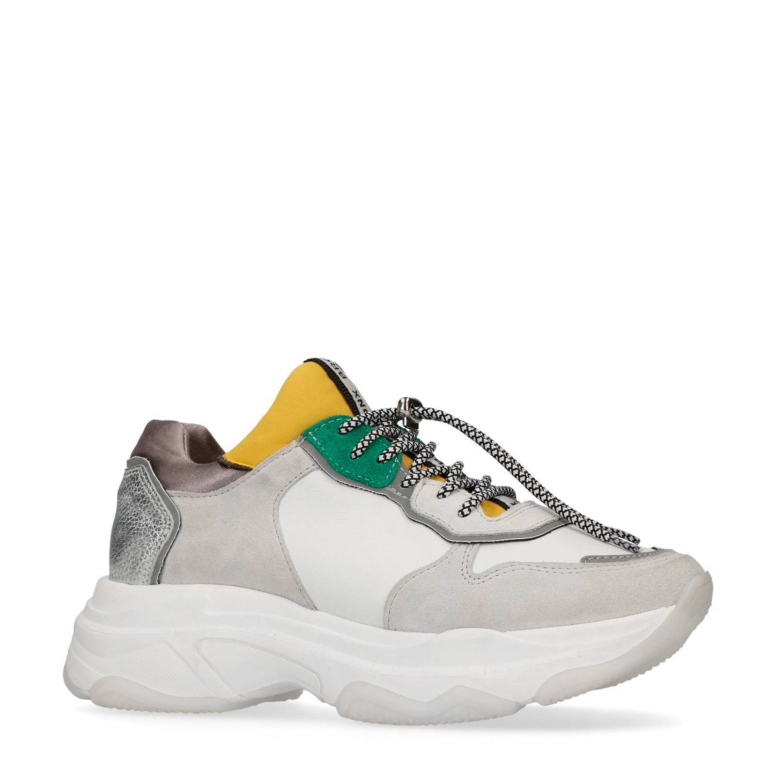 Bronx leren sneakers wit/geel | wehkamp