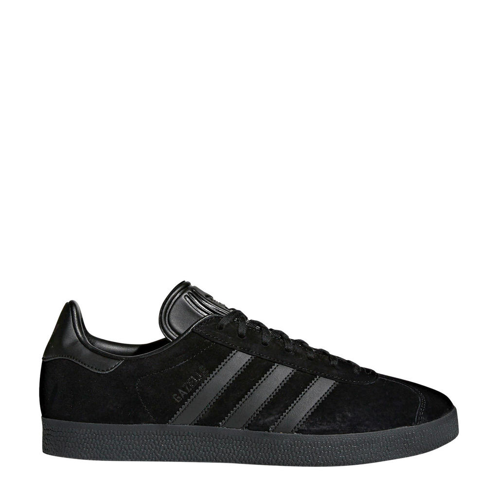 Zwarte unisex adidas Originals Gazelle sneakers van suède met veters en effen