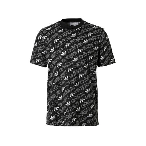 Adidas Originals T Shirt Met All Over Print Zwart adidas kopen in de aanbieding