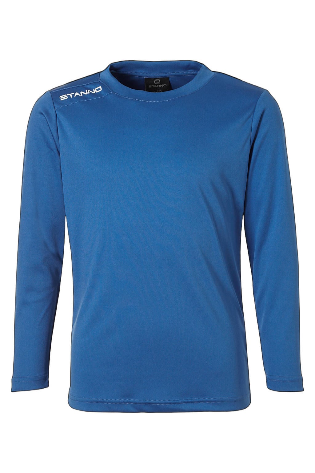 Blauwe jongens Stanno Junior sport T-shirt van polyester met lange mouwen en ronde hals