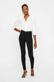 thumbnail: Zwarte dames VERO MODA high waist skinny jeans stay black van duurzaam stretchdenim met rits- en knoopsluiting
