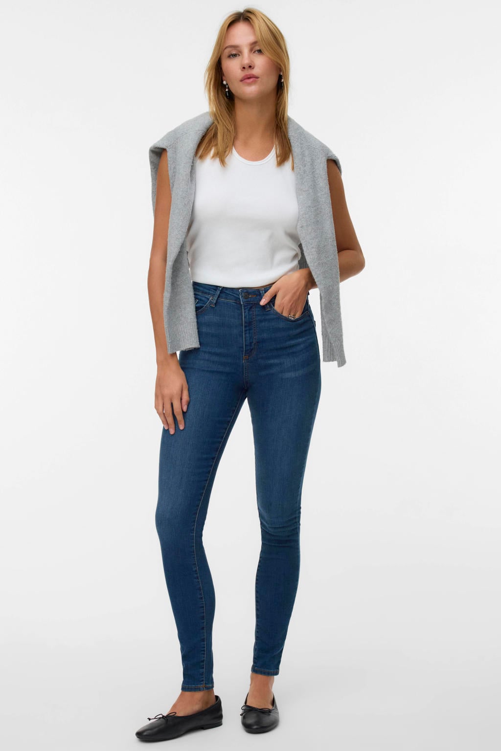 VERO MODA high waist skinny jeans VMSOPHIA medium blue denim
