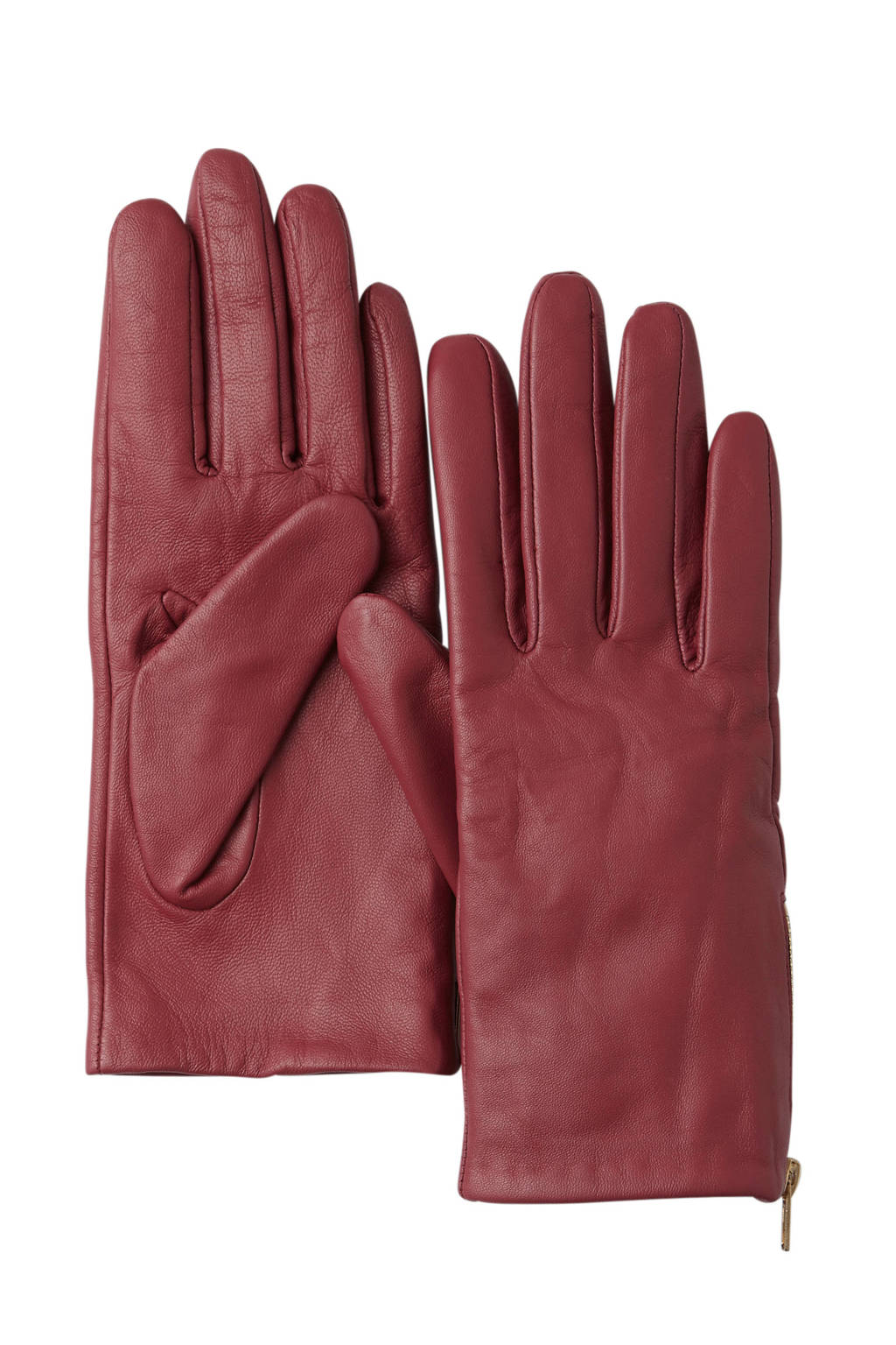 SELECTED FEMME leren handschoenen, Rood/goud
