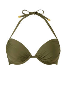 halter bikinitop met uitneembare push up vulling groen