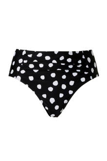 corrigerend bikinibroekje high waist met stippen zwart