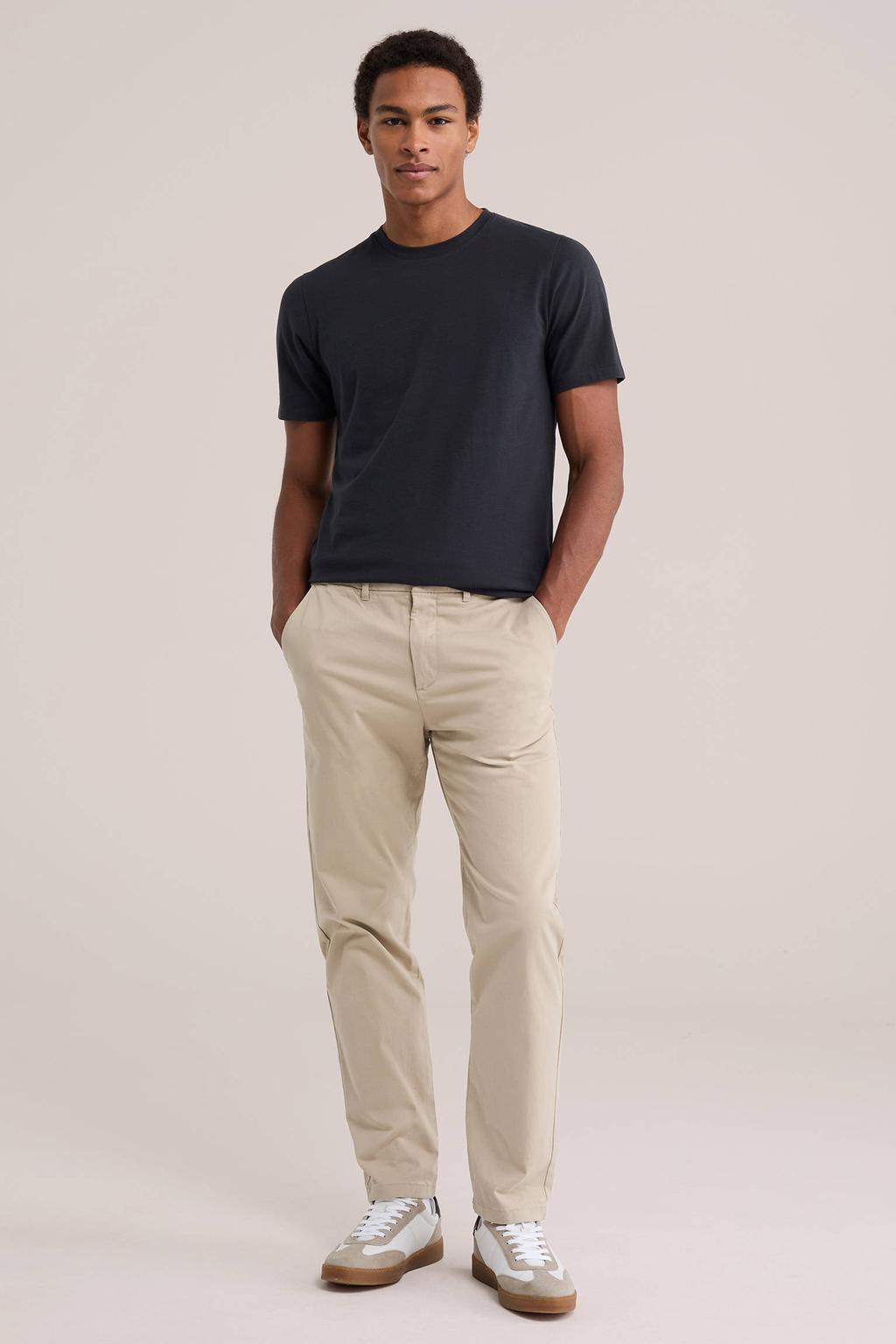 WE Fashion basic slim fit t-shirt marineblauw