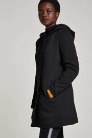 thumbnail: Zwarte dames ONLY coat met lange mouwen, capuchon en rits- en drukknoopsluiting