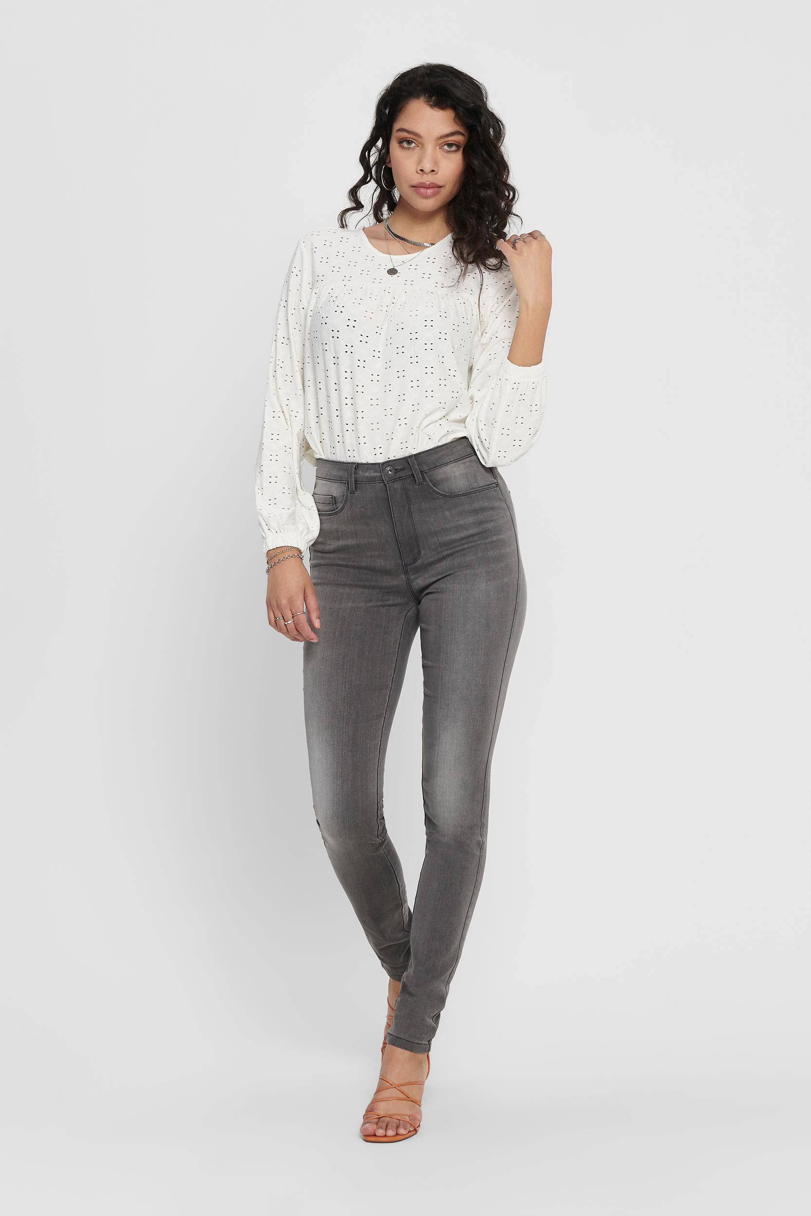 Super skinny high waisted jeans in de kleur grijs voor dames | KLEDING.nl