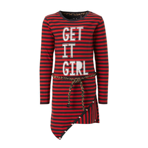 Quapi Gestreepte Jurk Leona Roodgrijs quapi kopen in de aanbieding