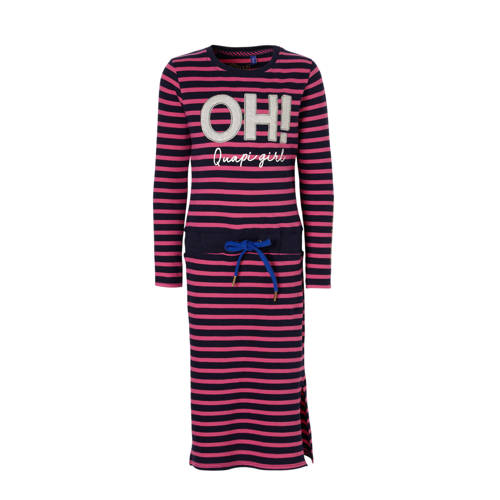 Quapi Gestreepte Jurk Lizet Met Borduursel Roze quapi kopen in de aanbieding