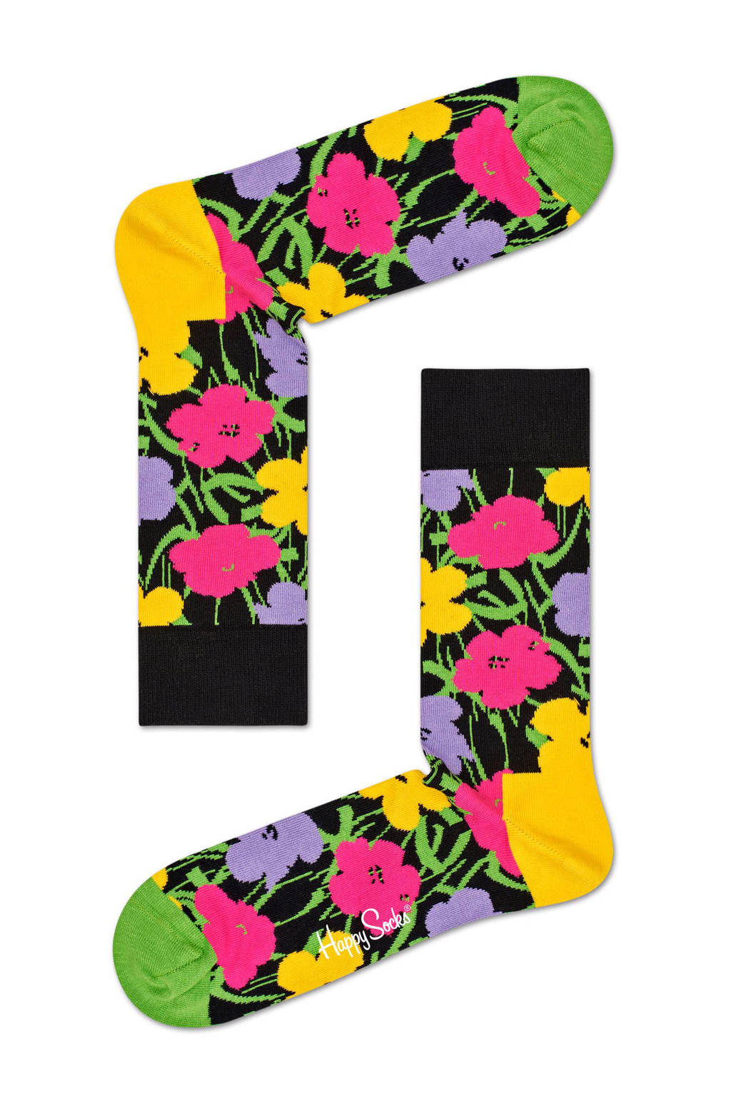 Happy Socks sokken Andy Warhol Flower, Zwart/groen/geel/roze