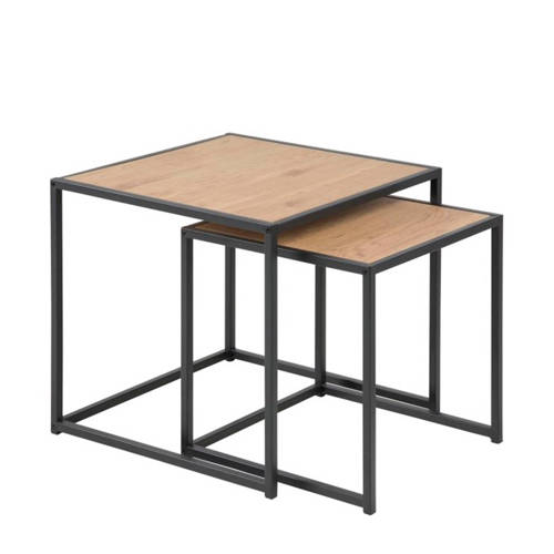 Wehkamp Home salontafel Magni (set van 2) - Eiken/Zwart