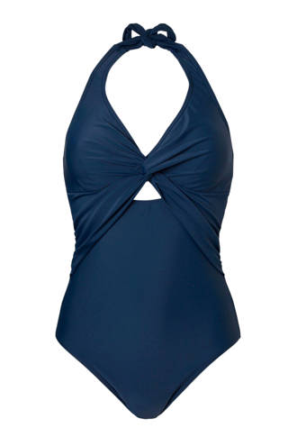 corrigerend badpak gevoerd met haltersluiting blauw