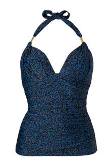 Mix & Match corrigerende tankini bikinitop in all over print blauw