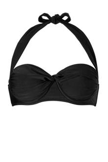 halter bikinitop met plooien zwart