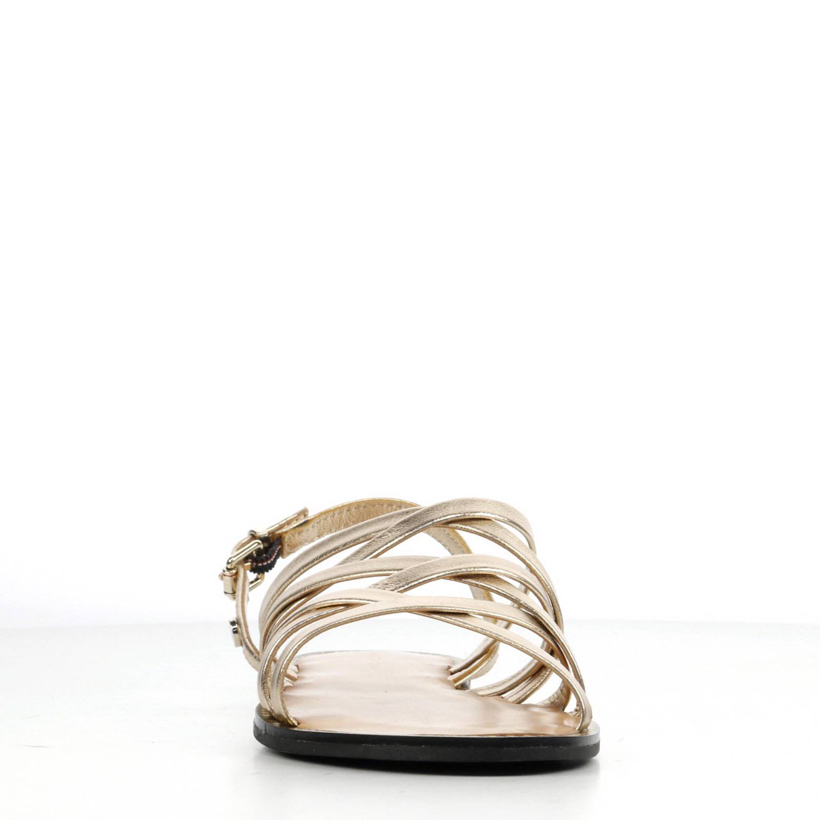 Tommy Hilfiger Metallic Strappy Flat Sandal leren sandalen | wehkamp