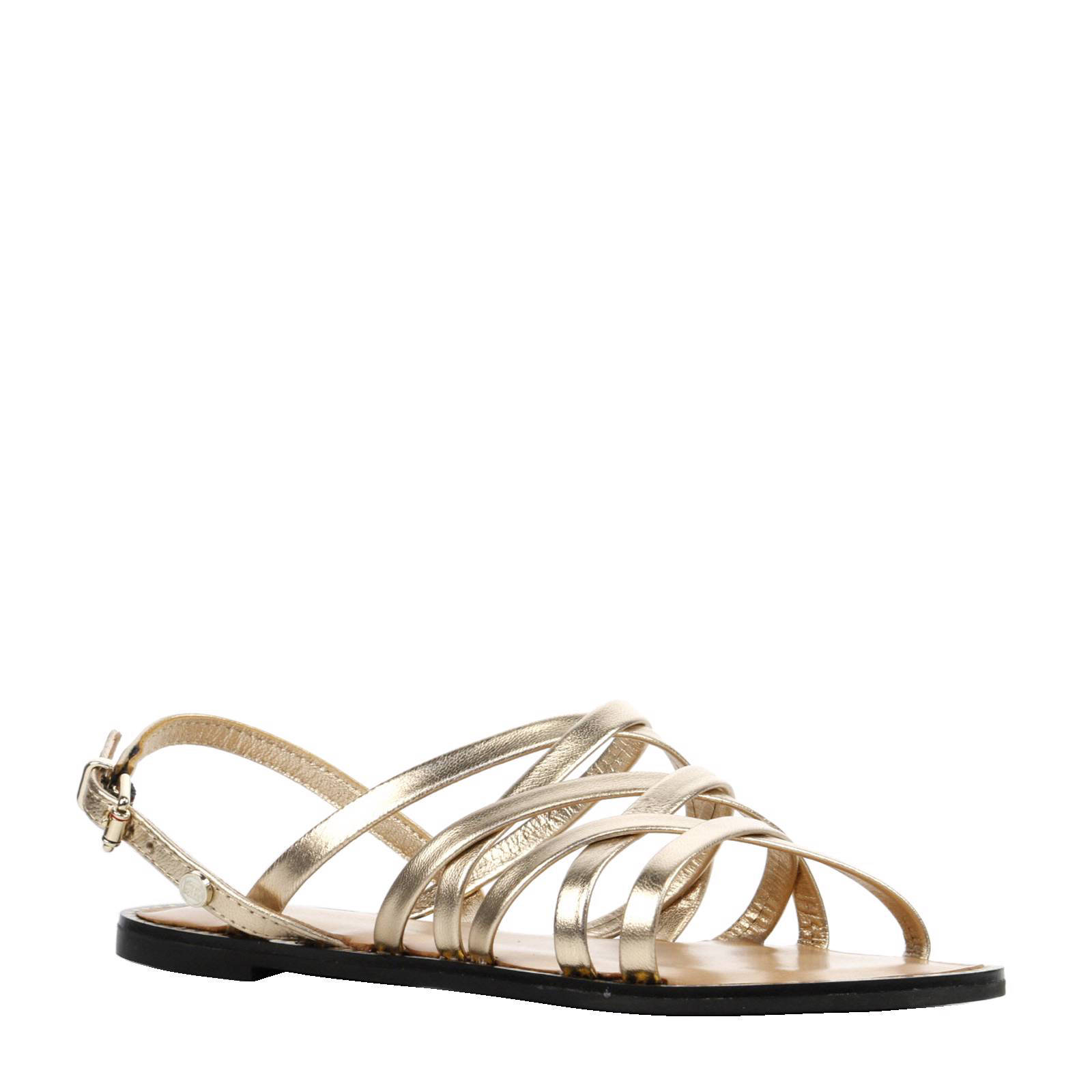 Tommy Hilfiger Metallic Strappy Flat Sandal leren sandalen | wehkamp