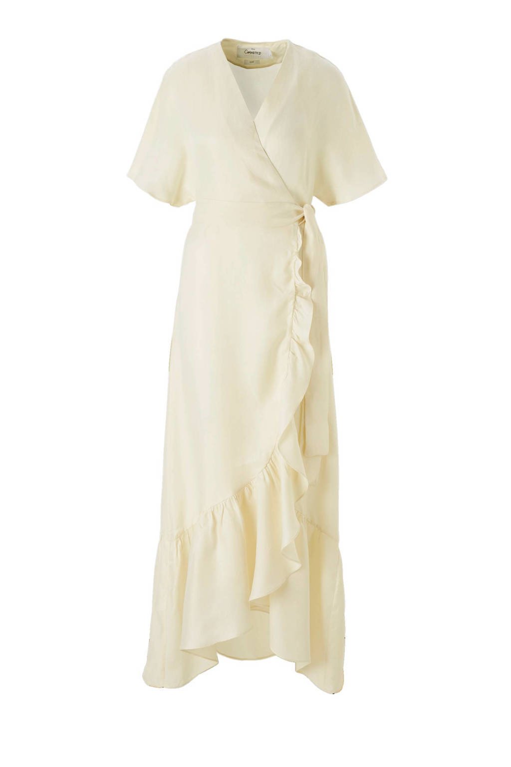 Mango overslagjurk met ruches lichtbeige, Lichtbeige
