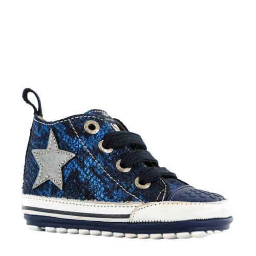 Shoesme Leren Sneakers Met Slangenprint Blauw shoesme kopen in de aanbieding