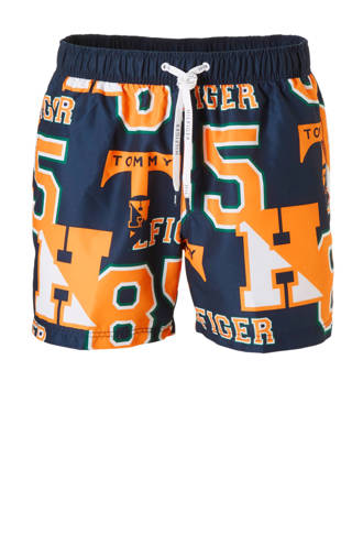 zwemshort met all over print blauw/geel
