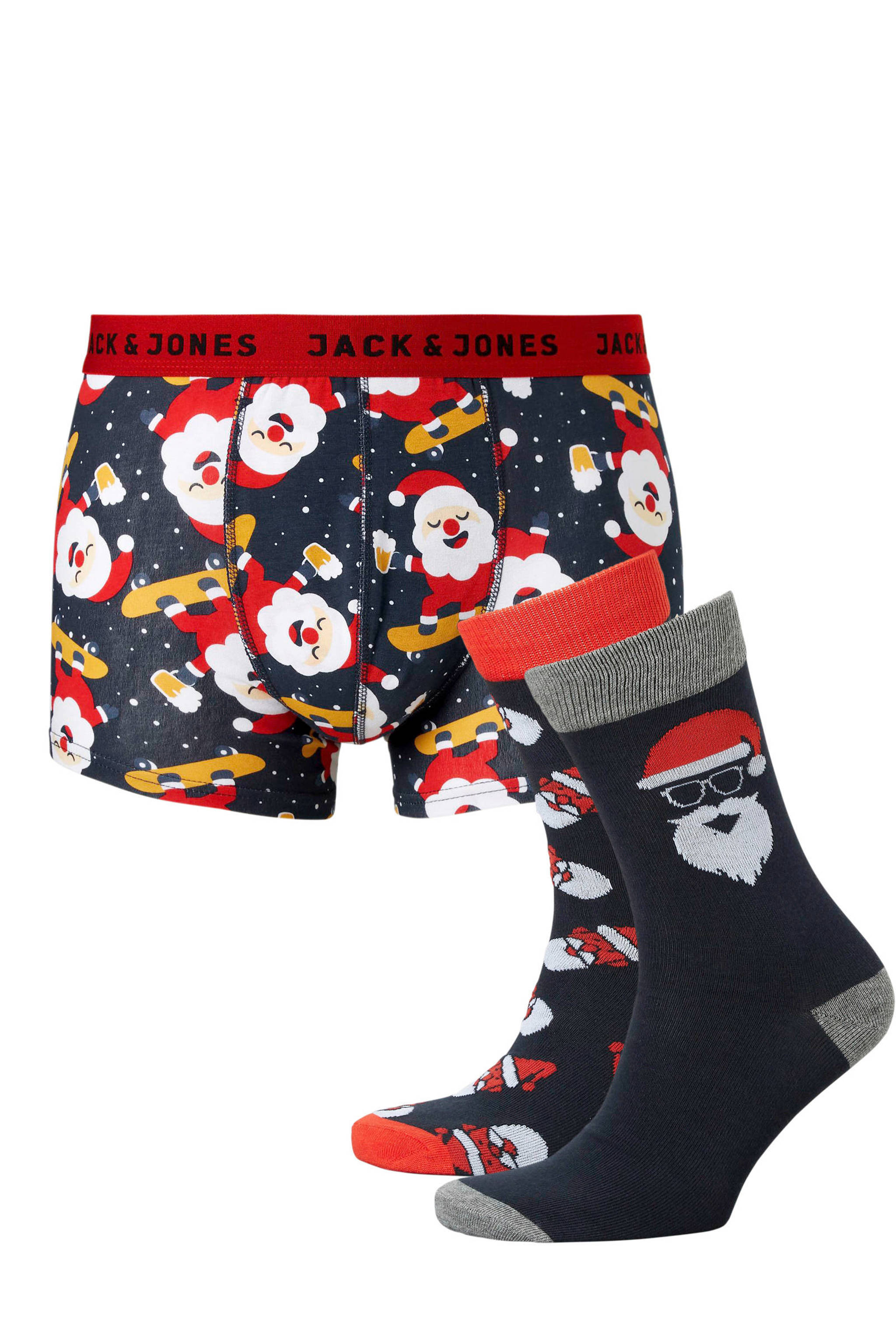 JACK & JONES giftbox boxershort + sokken met kerst print wehkamp