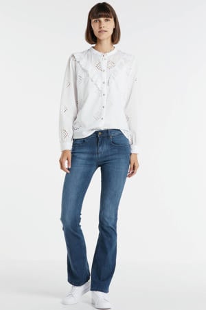 high waist flared jeans teal stone