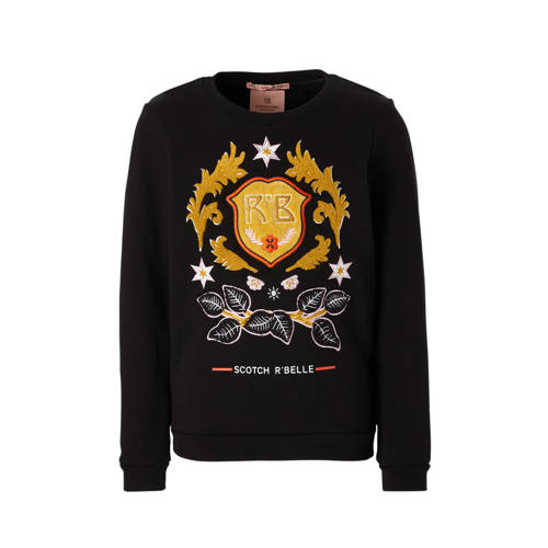 Scotch Soda Sweater Met Geborduurde Print Zwart scotch soda kopen in de aanbieding Scotch Soda Sweater Met Geborduurde Print Zwart scotch soda kopen in de aanbieding