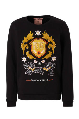 sweater met geborduurde print zwart