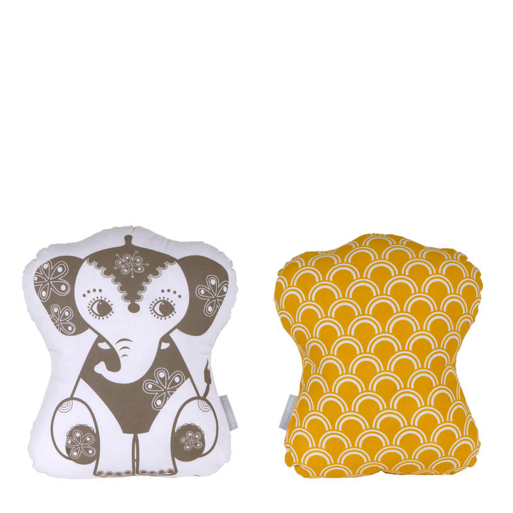 Roommate Soulmate Elephant knuffelkussen (33x27 cm), Okergeel