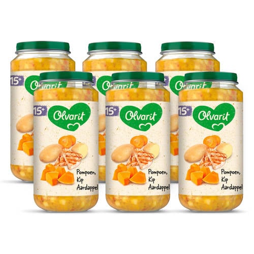 Olvarit Babyvoeding Pompoen Kip Aardappel 15 Mnd 6 X 250 Gram olvarit kopen in de aanbieding Olvarit Babyvoeding Pompoen Kip Aardappel 15 Mnd 6 X 250 Gram olvarit kopen in de aanbieding