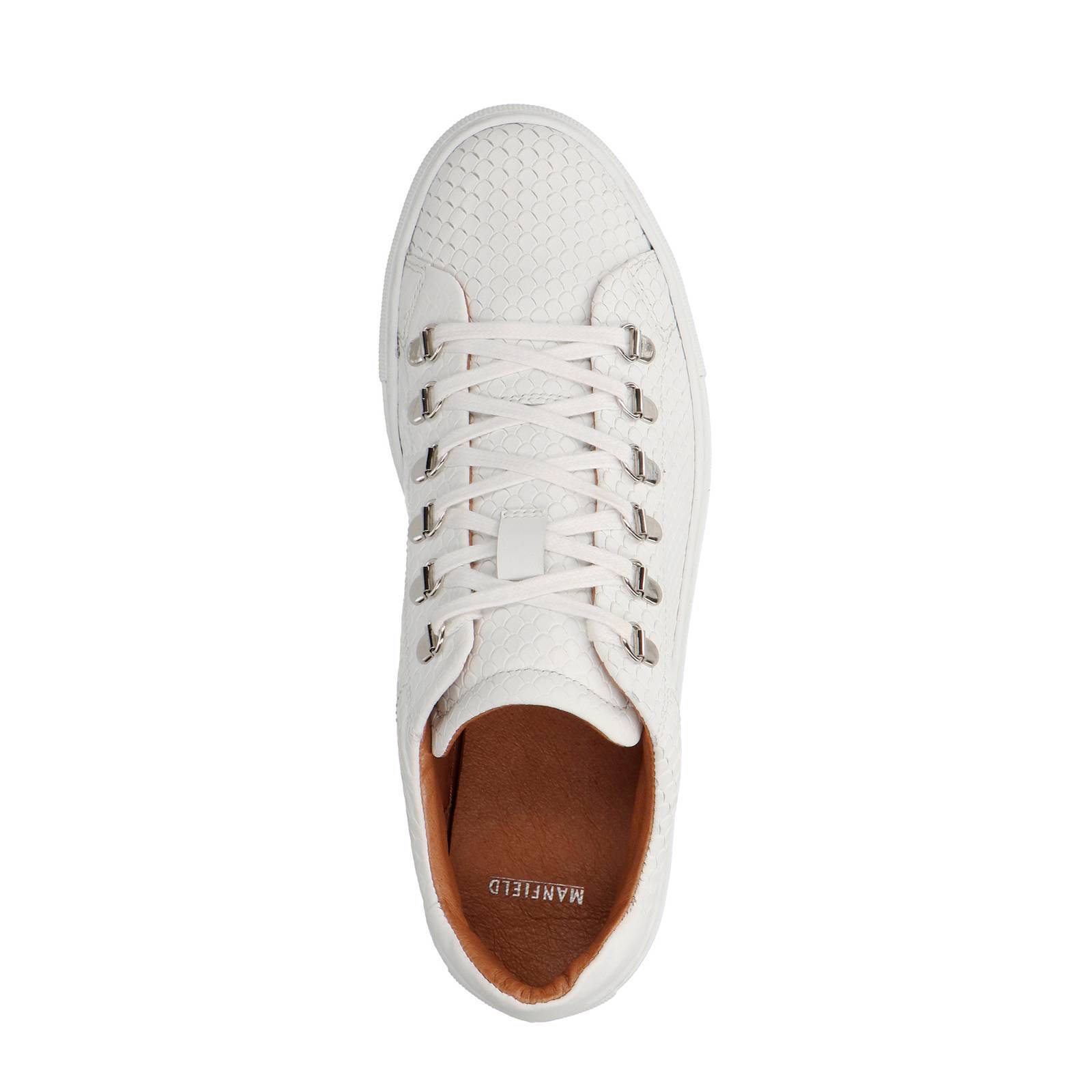 Manfield leren sneakers slangenprint wit | wehkamp