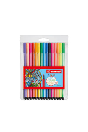Premium Viltstift - Pen 68 - Etui Met 15 Kleuren - 10 Standaard + 5 Neon Kleuren