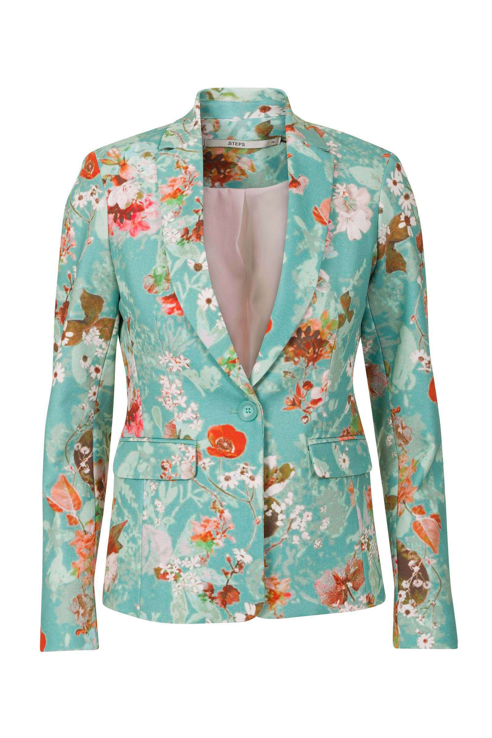 gebloemde blazer turquoise gebloemde blazer turquoise