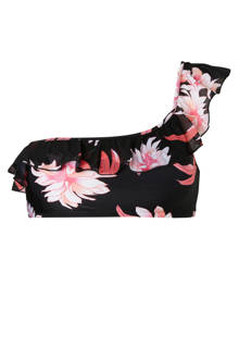 Mix & Match bandeau bikinitop in all over print zwart