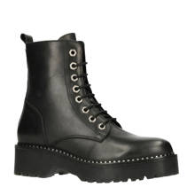 leren veterboots zwart
