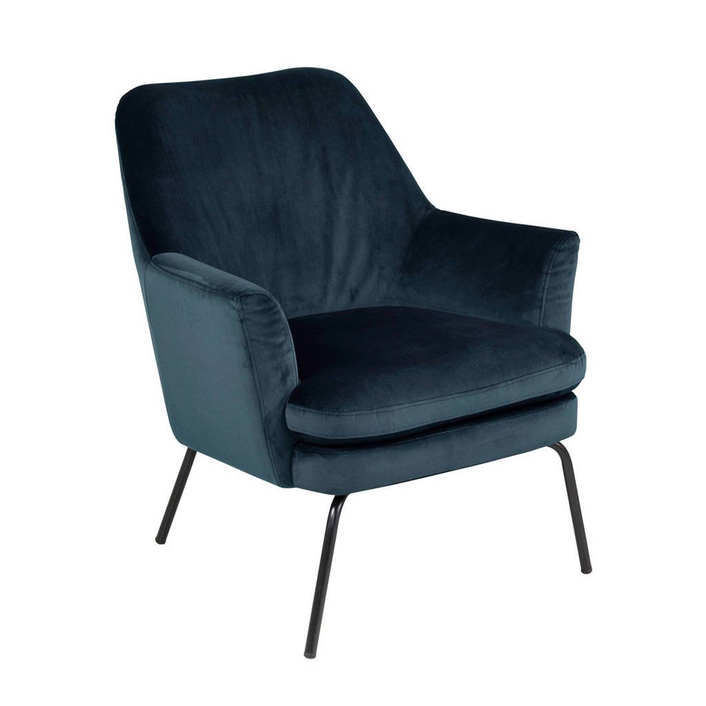 anytime fauteuil Romy velours, Donkerblauw (velours)