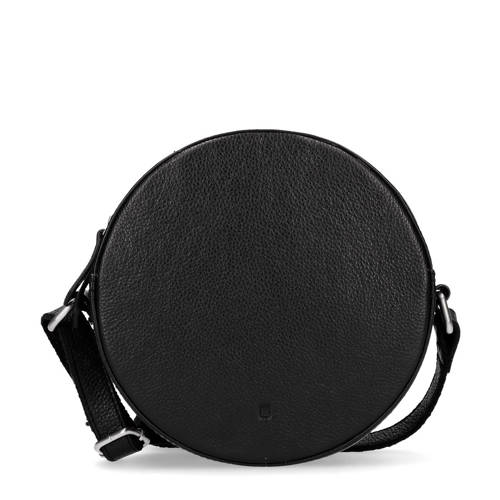 Manfield Ronde Leren Crossbody Tas Zwart manfield kopen in de aanbieding Manfield Ronde Leren Crossbody Tas Zwart manfield kopen in de aanbieding