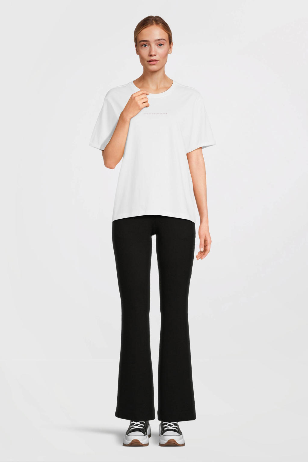 Zwarte dames Modström Tanny flared broek van rayon met regular waist en effen