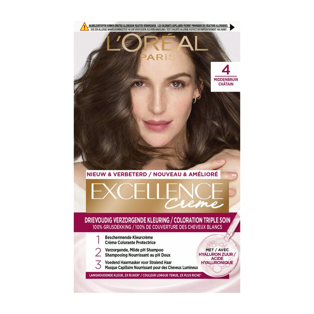 L'Oréal Paris Excellence Crème haarkleuring - 4 Middenbruin