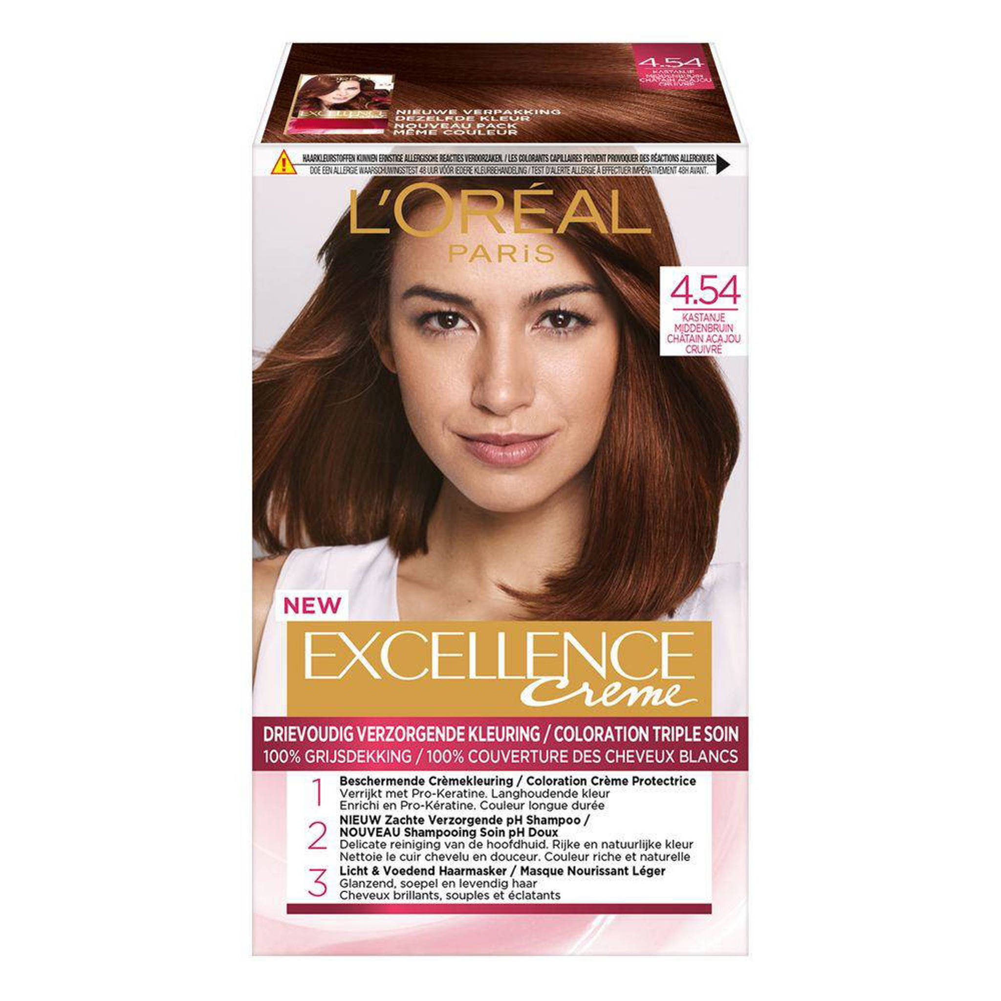 verwerken tijdschrift wekelijks L'Oréal Paris Excellence Crème haarkleuring - 4.54 Kastanje Middenbruin |  wehkamp