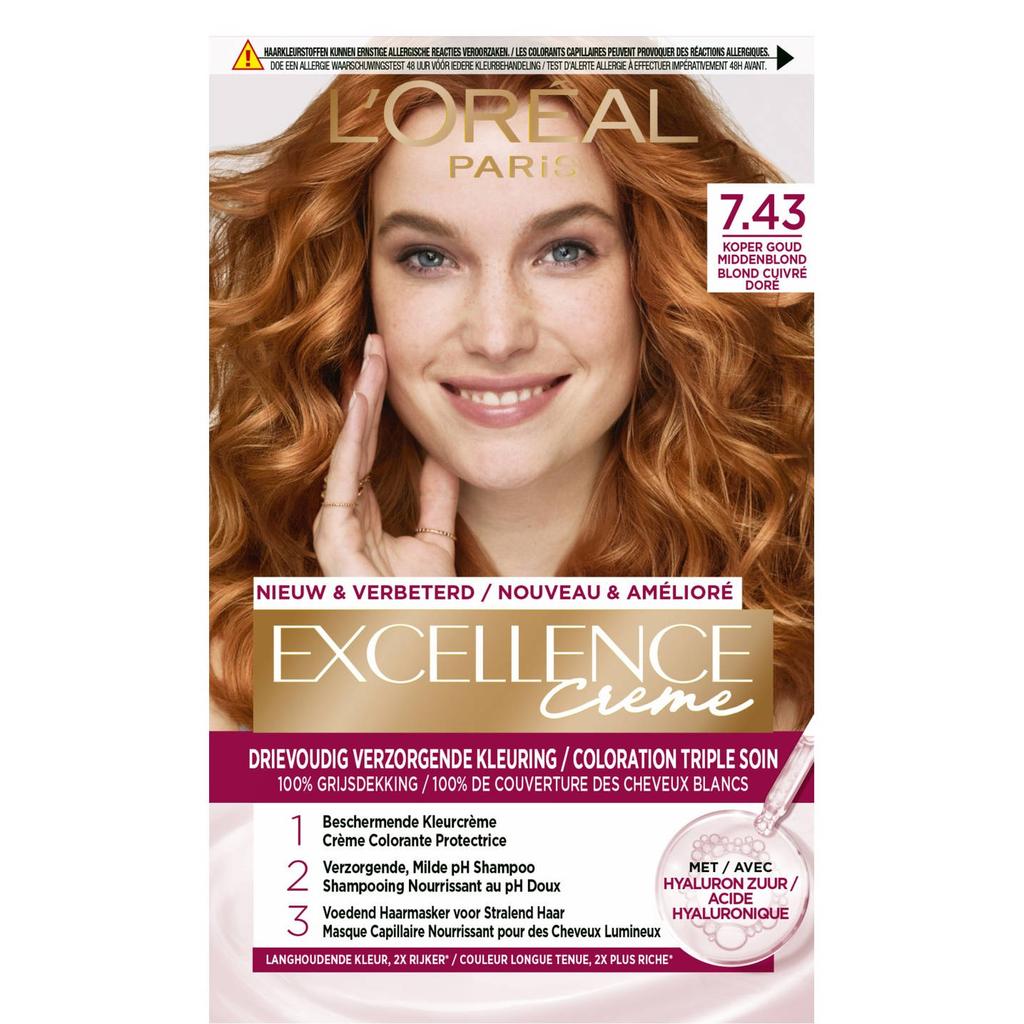 L'Oréal Paris Excellence Crème haarkleuring - 7.43 Koper Goudblond