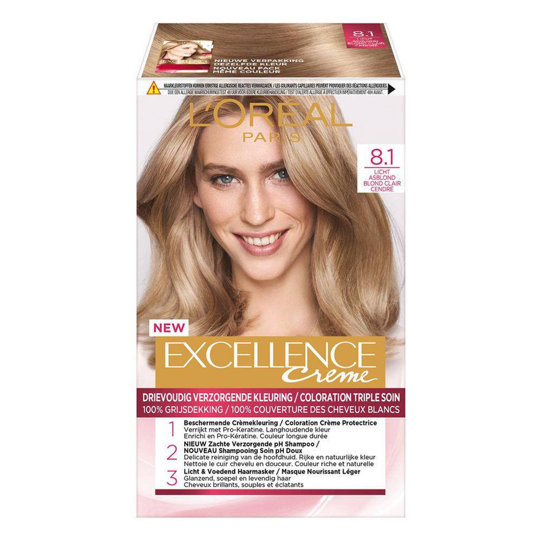 ik ben gelukkig Maak plaats hebzuchtig L'Oréal Paris Excellence Crème haarkleuring - Licht 8.1 Asblond | wehkamp