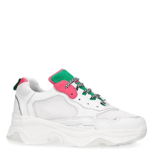 Sacha Leren Sneakers Witgroen sacha kopen in de aanbieding Sacha Leren Sneakers Witgroen sacha kopen in de aanbieding
