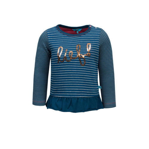 Lief Gestreepte Sweater Met Tekst Blauw lief kopen in de aanbieding