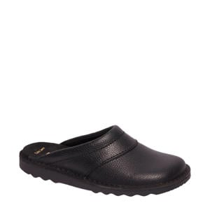 leren pantoffels zwart
