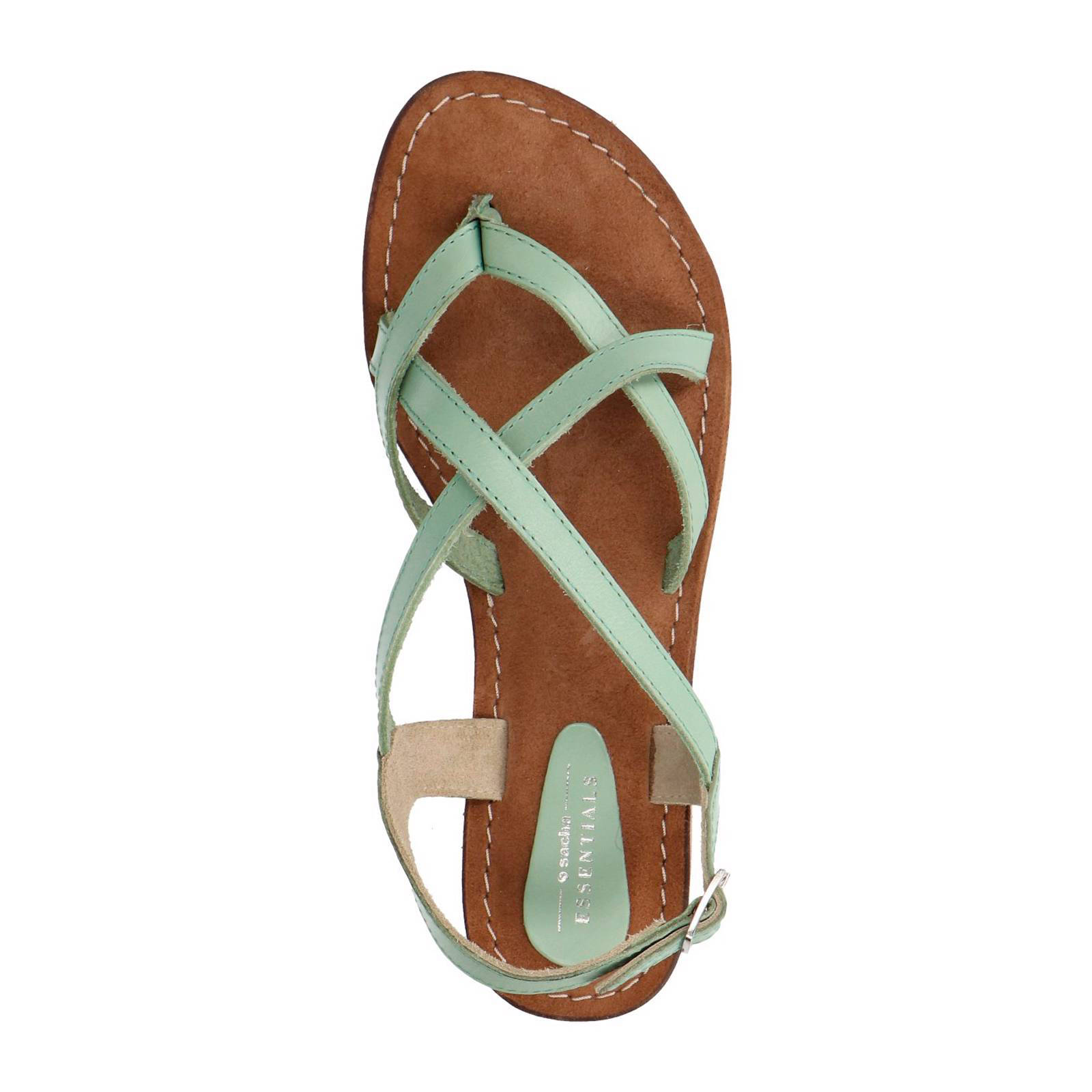 Sacha leren sandalen mintgroen | wehkamp